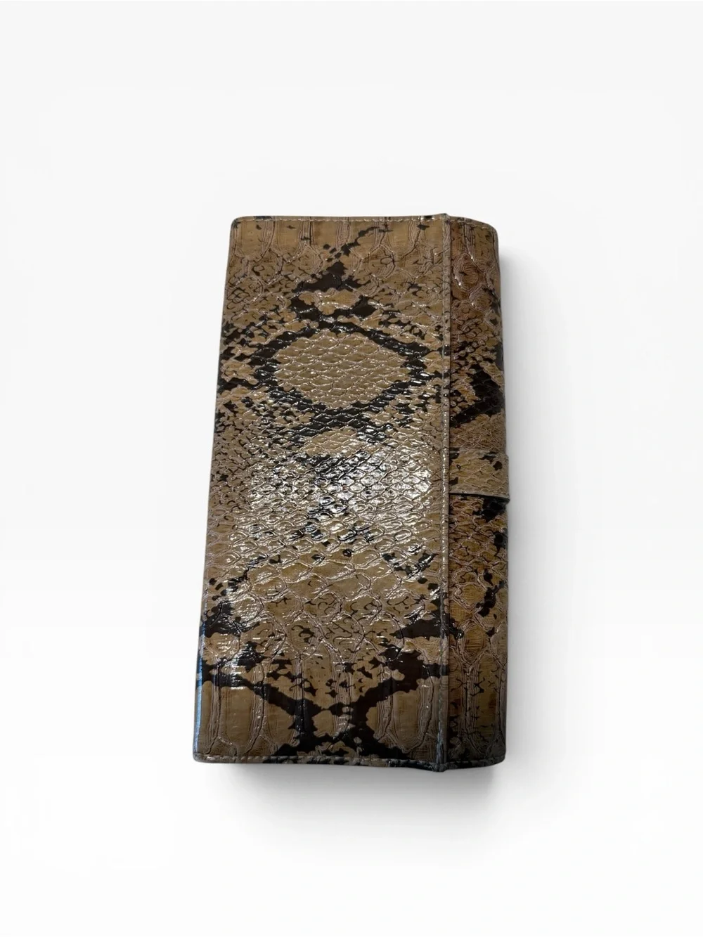 Y2K 90s Snake Skin Print Brown Clutch Wallet with Buckle Accent‎ coastal Cowgirl